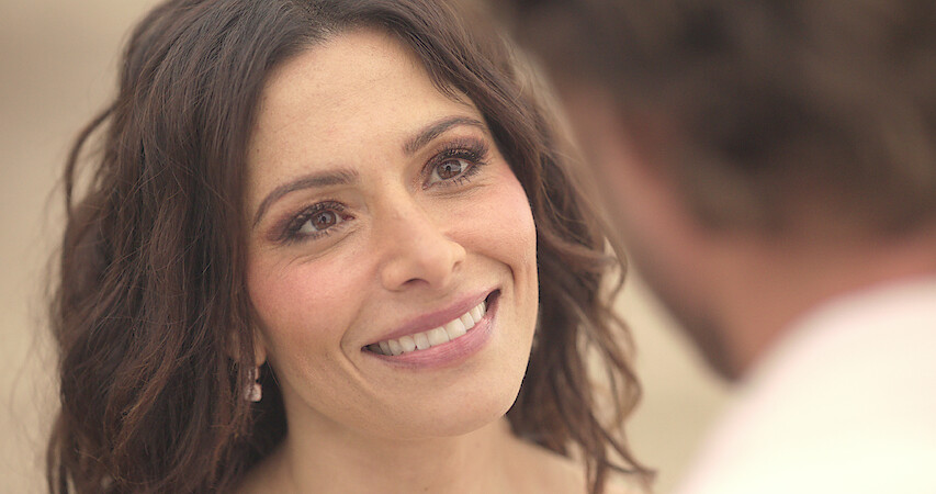 Sarah Shahi smiles at Adam Demos as Billie and Brad
