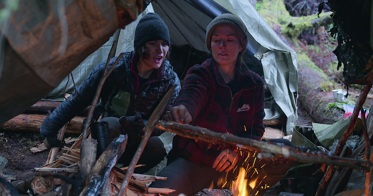 Jill and Amber tend to the fire