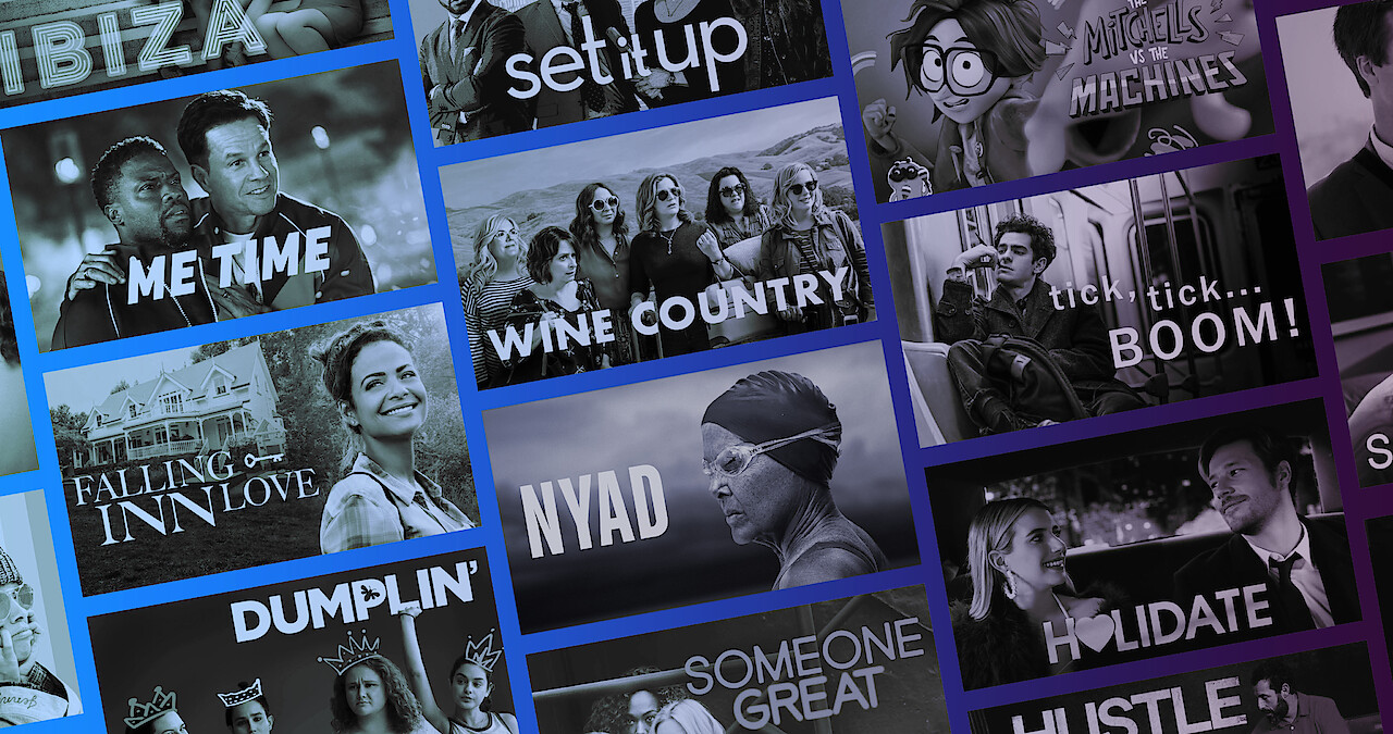 Grid of images showing artwork for 12 movies to watch while ringing in the new year